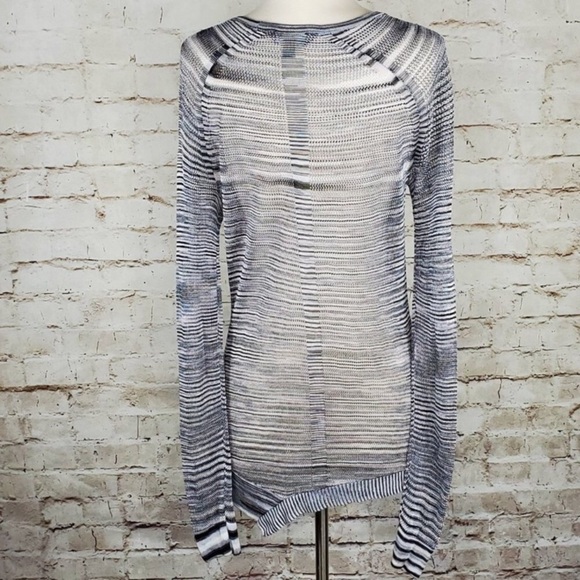 Rock&republic Space Dye Moto Bandit Black/White Sheer Sweater NWT - Picture 4 of 7